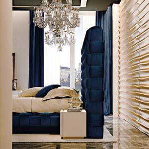 Rama łóżka 200x200 ze ścianką tapicerowaną ACERNO + Pojemnik | Tkaniny i Kolory Do Wyboru