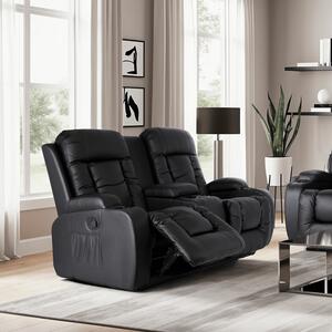Sofa Rozkładana Dwuosobowa ALPINE Czarna Ekoskóra Nowoczesna do Salonu