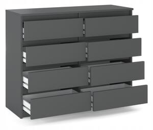 Komoda 8 szuflad STIVMEBLE 120x33,5x92,5 cm Szary Mat