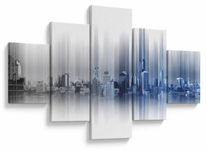 Obraz - Panorama miasta, niebiesko - szara (125x70 cm)