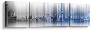 Obraz - Panorama miasta, niebiesko - szara (170x50 cm)