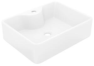 Ceramiczna umywalka z otworem na kran, prostokątna, biała