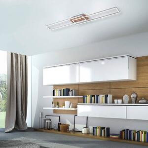 JUST LIGHT. GmbH Lampa sufitowa LED Iven, stal/drewno, 110x25cm