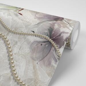 Tapeta piękna lilia z perłami