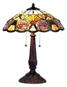 Clayre&Eef Kwiatowa lampa stołowa Rose styl Tiffany