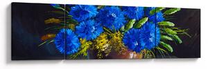 Obraz niebieskich kwiatów w wazonie (170x50 cm)