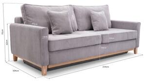 Sofa Artemis 214 cm sztruksowa rozkÅadana z pojemnikiem, Lincoln 86