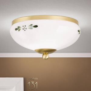 ORION Lampa sufitowa Landhaus mosiądz opal zielona Ø21cm