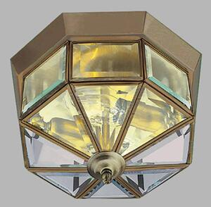 Searchlight Lampa sufitowa Flush klasyczny mosiądz antyczny, ośmiokątny