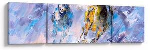 Obraz biegnących koni, obraz olejny (170x50 cm)