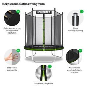 Trampolina ogrodowa dla dzieci z siatką zewnętrzną 4FT 127cm Zipro Jump Pro