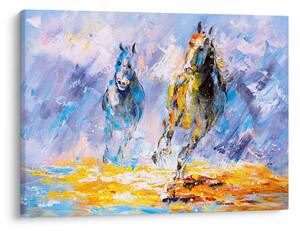 Obraz biegnących koni, obraz olejny (70x50 cm)