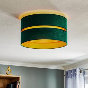 Euluna Duo lampa sufitowa tekstylna zielona/złota Ø40cm