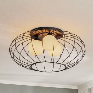 Eko-Light Lampa sufitowa Kronos, klatka czarna, trzy opalowe kule