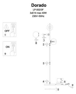 Lampa stojąca Dorado 3xE14 czarna LP-002/3F BK Light Prestige