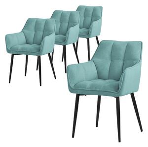 Krzeso do jadalni ML-Design 4x z tkaniny frotte w kolorze benzynowym, z grubym tapicerowanym siedziskiem