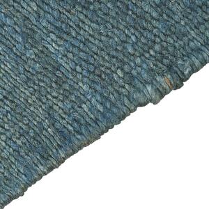 Ręcznie tkany dywan jutowy niebieski 80 x 150 cm boho frędzle Lunia Beliani