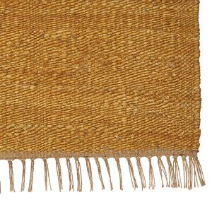 Ręcznie tkany dywan jutowy musztardowy 80 x 150 cm boho frędzle Lunia Beliani