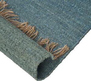 Ręcznie tkany dywan jutowy niebieski 80 x 150 cm boho frędzle Lunia Beliani