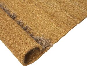 Ręcznie tkany dywan jutowy musztardowy 160 x 230 cm boho frędzle Lunia Beliani