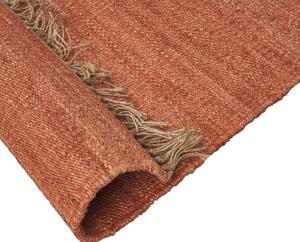 Ręcznie tkany dywan jutowy czerwony 160 x 230 cm boho frędzle Lunia Beliani
