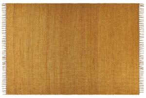 Ręcznie tkany dywan jutowy musztardowy 160 x 230 cm boho frędzle Lunia Beliani