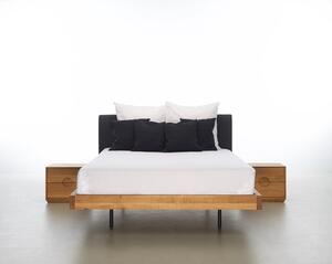 SMOOTH eleganckie modne łóżko z litego drewna z tapicerowanym zagłówkiem
