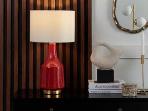 Lampa stołowa czerwona ceramiczna z abażurem wysoki połysk 60 cm Triversa Beliani