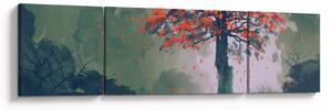 Obraz samotnego czerwonego drzewa (170x50 cm)