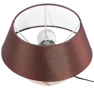 Lampa stojąca brązowa ceramiczna podstawa owalny abażur jedwab syntetyczny 42 cm Argun Beliani