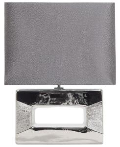 Nowoczesna lampa nocna stołowa porcelana kwadratowy abażur srebrny szary Onyx Beliani
