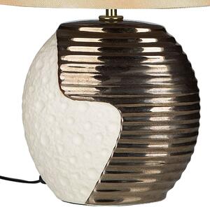 Lampka nocna stołowa mała ceramiczna abażur oświetlenie ozdoba biało-złota ESLA Beliani