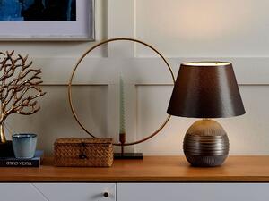 Lampa stołowa dekoracyjna lampka nocna sztuczny jedwab klosz srebrna Sado Beliani