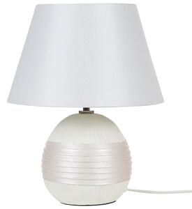 Lampa stołowa dekoracyjna lampka nocna sztuczny jedwab klosz kremowa Sado Beliani