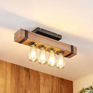 Lampa sufitowa Sverina Lindby, ciemne drewno, salon / jadalnia, drewno, dworkowy / rustykalny