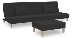 Czarna sofa z podnóżkiem rozkładana