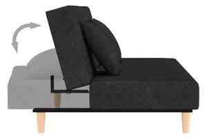 Czarna sofa z podnóżkiem rozkładana