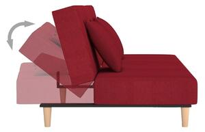 Sofa z podnóżkiem do salonu rozkładana winna czerwień