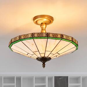 Searchlight Lampa sufitowa tiffany New York, możliwość ściemniania, kremowy / amber, salon / jadalnia, metal, tiffany