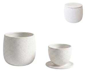 Dwuczęściowy zestaw ceramiczny filiżanki i pojemnika NEST 10 cm, biały