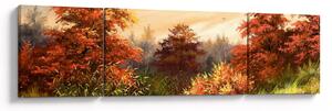 Obraz rzeki w jesiennym krajobrazie, obraz olejny (170x50 cm)
