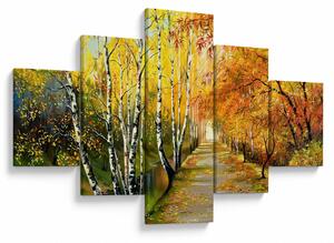 Obraz - Romantyczna aleja wzdłuż wody, obraz olejny (125x70 cm)
