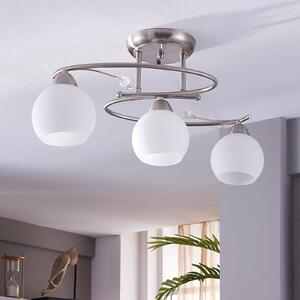 Lindby lampa sufitowa Svean, 3-punktowa, nikiel/biały, szkło, długość 60 cm