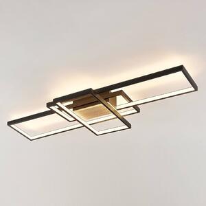 Lindby Lampa sufitowa LED Emiljan, czarna, ściemniana, aluminium