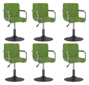 Obrotowe krzesła stołowe, 6 szt., jasnozielone, aksamitne