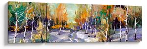 Obraz - Zaśnieżona ścieżka przez las, obraz olejny (170x50 cm)