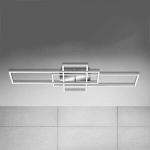 Briloner Lampa sufitowa LED Frame, możliwość ściemniania, aluminiowy / szary / cynkowy, salon / jadalnia, metal, nowoczesny