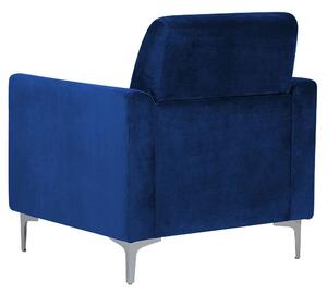 Fotel welurowy do salonu tapicerowany metalowe nóżki niebieski Fenes Beliani