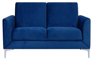 Sofa dwuosobowa welurowa do salonu tapicerowana metalowe nóżki niebieska Fenes Beliani
