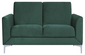 Sofa dwuosobowa welurowa do salonu tapicerowana metalowe nóżki zielona Fenes Beliani